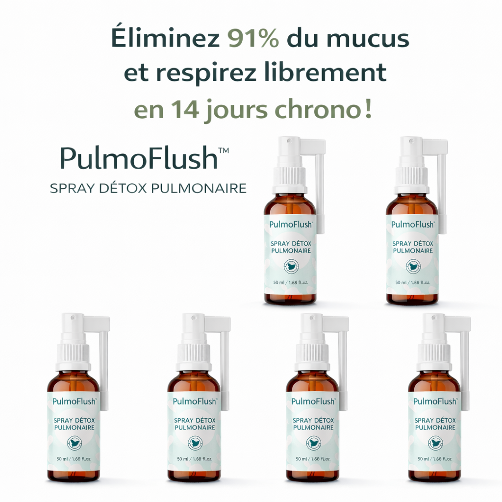 PulmoFlush™ Spray Détox Pulmonaire | Éliminez 91% du mucus et respirez librement en 14 jours chrono !