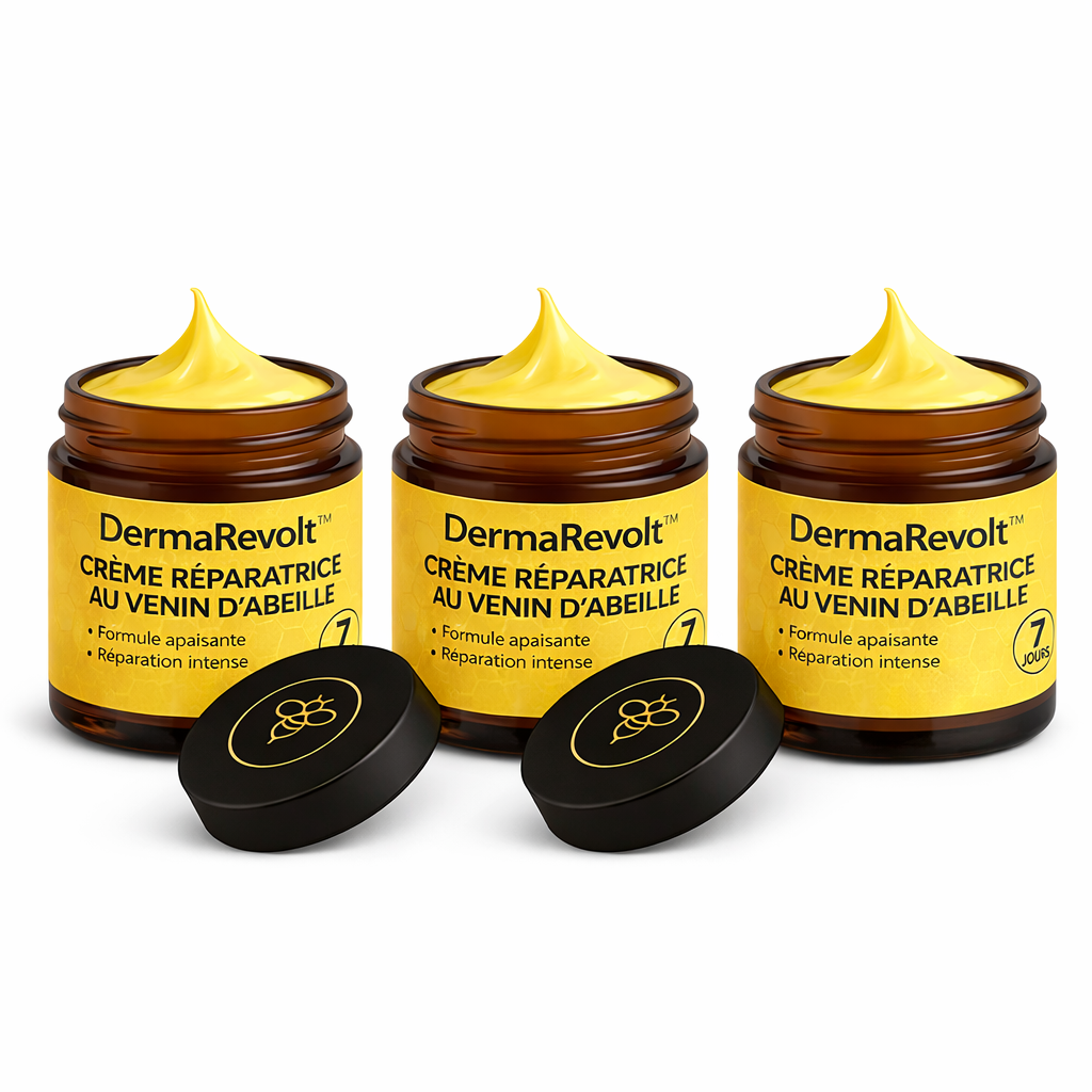DermaRevolt™ Crème Réparatrice au Venin d’Abeille | Éliminez psoriasis, rides et irritations en quelques jours !