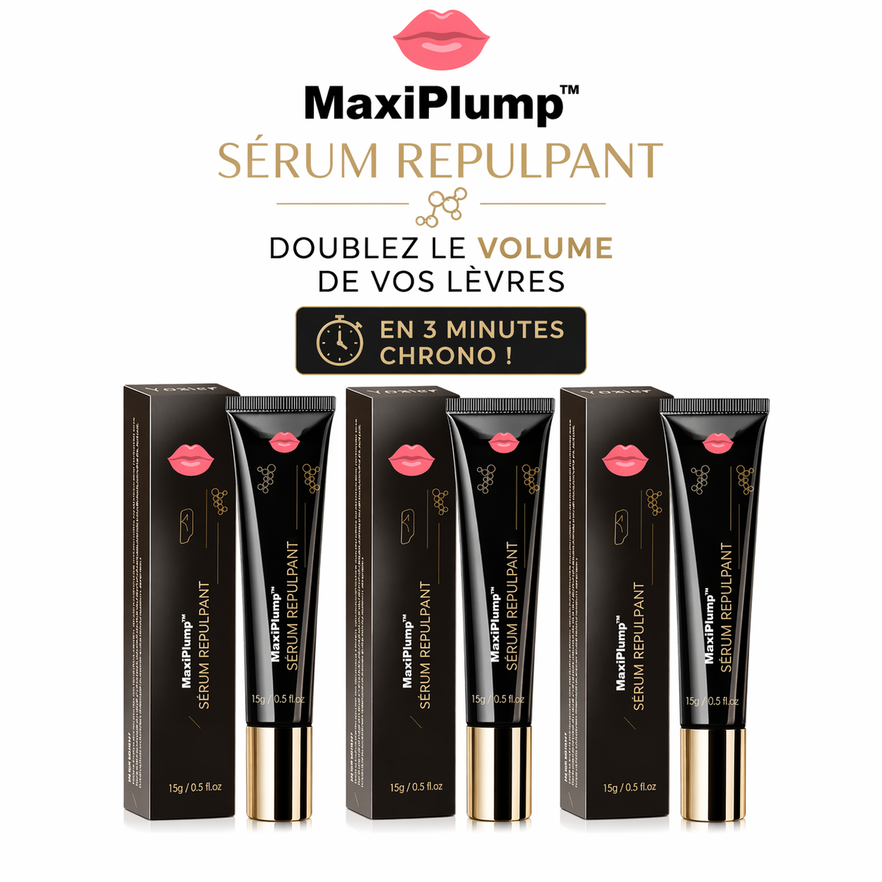 MaxiPlump™ Sérum Repulpant | Doublez le volume de vos lèvres en 3 minutes chrono !