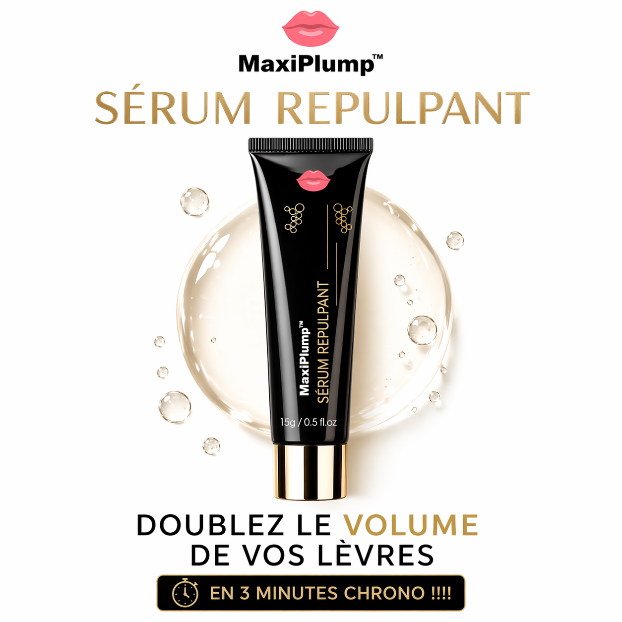 MaxiPlump™ Sérum Repulpant | Doublez le volume de vos lèvres en 3 minutes chrono !