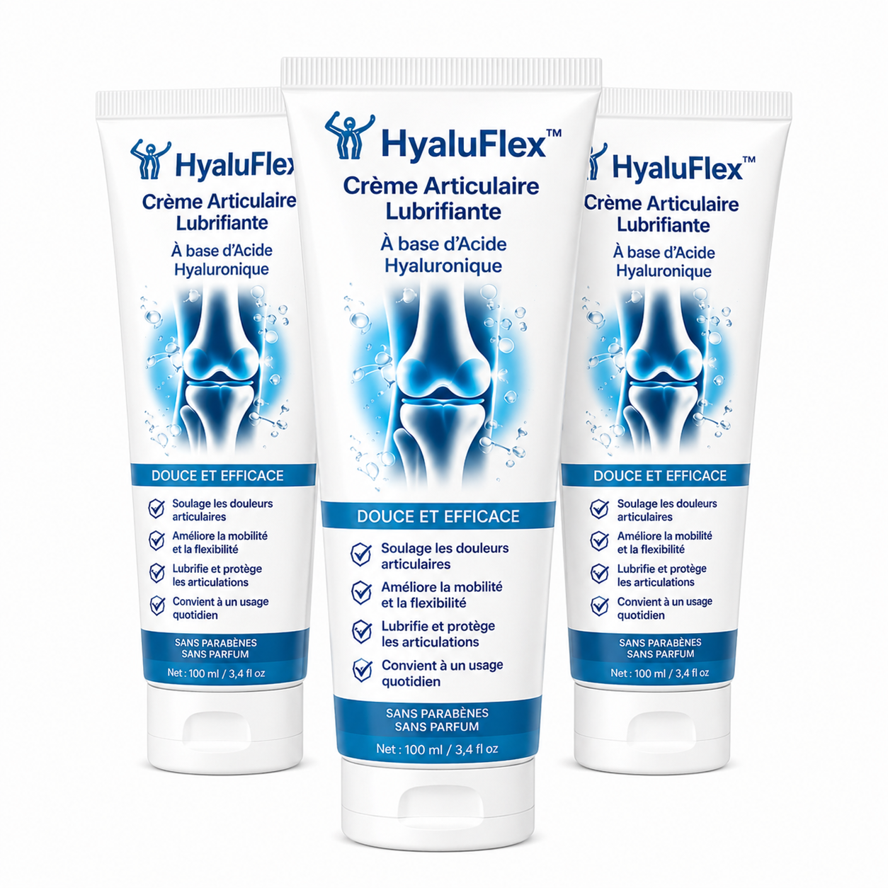 HyaluFlex™ Crème Articulaire Lubrifiante | Supprimez vos douleurs aux genoux en 5 minutes chrono !