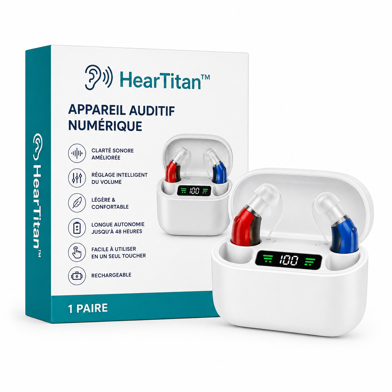 HearTitan™ Appareil Auditif Invisible à Technologie TriCore | Entendez parfaitement en 3 secondes, sans aucun sifflement !