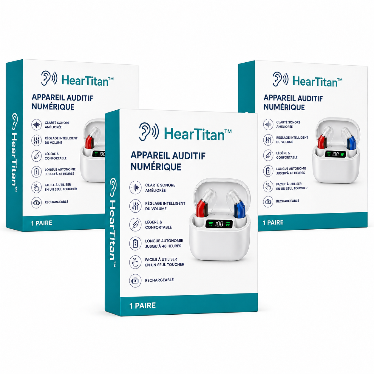 HearTitan™ Appareil Auditif Invisible à Technologie TriCore | Entendez parfaitement en 3 secondes, sans aucun sifflement !