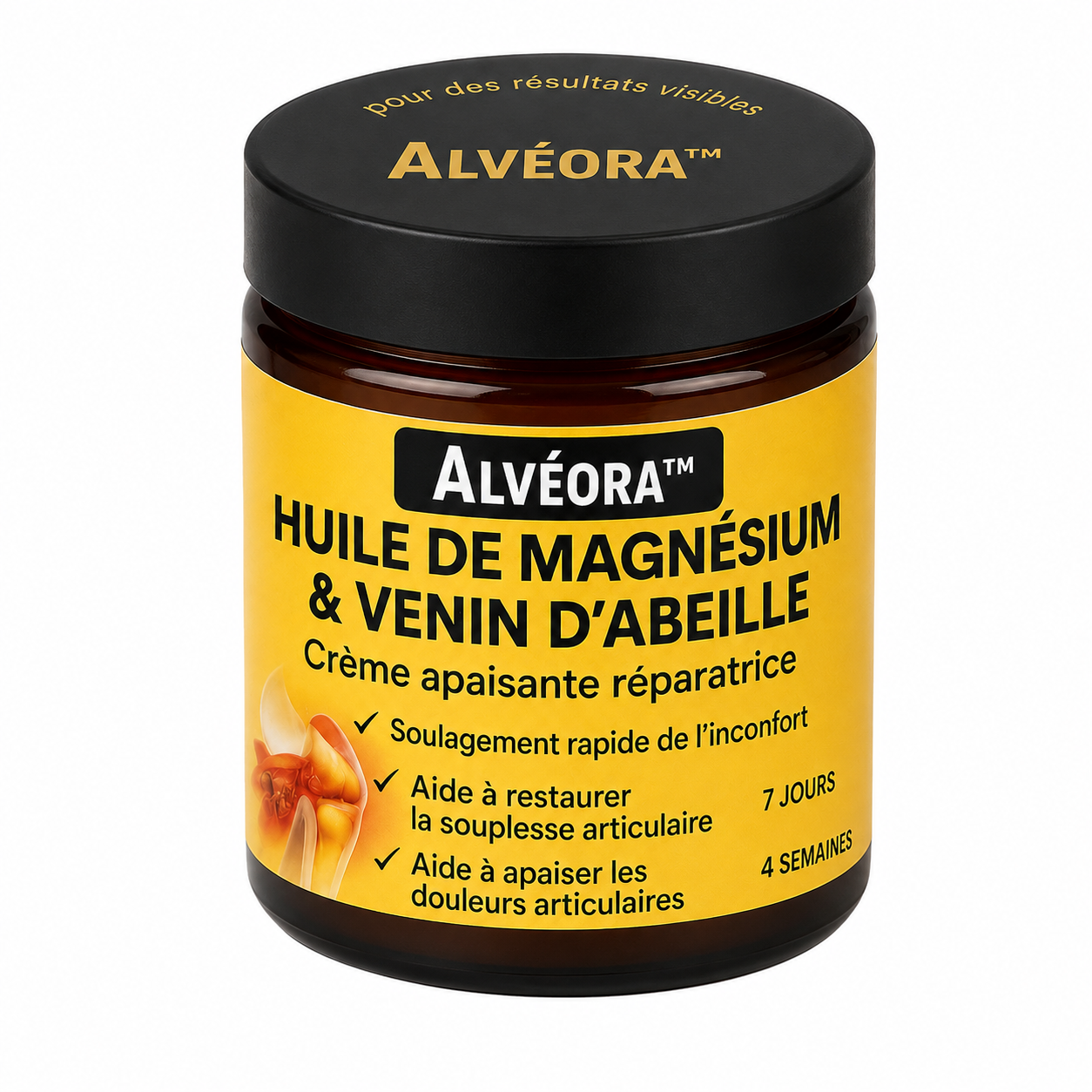 Alvéora™ Crème Anti-douleur au Magnésium et au Venin d'Abeille | Supprime vos douleurs articulaires en un instant!