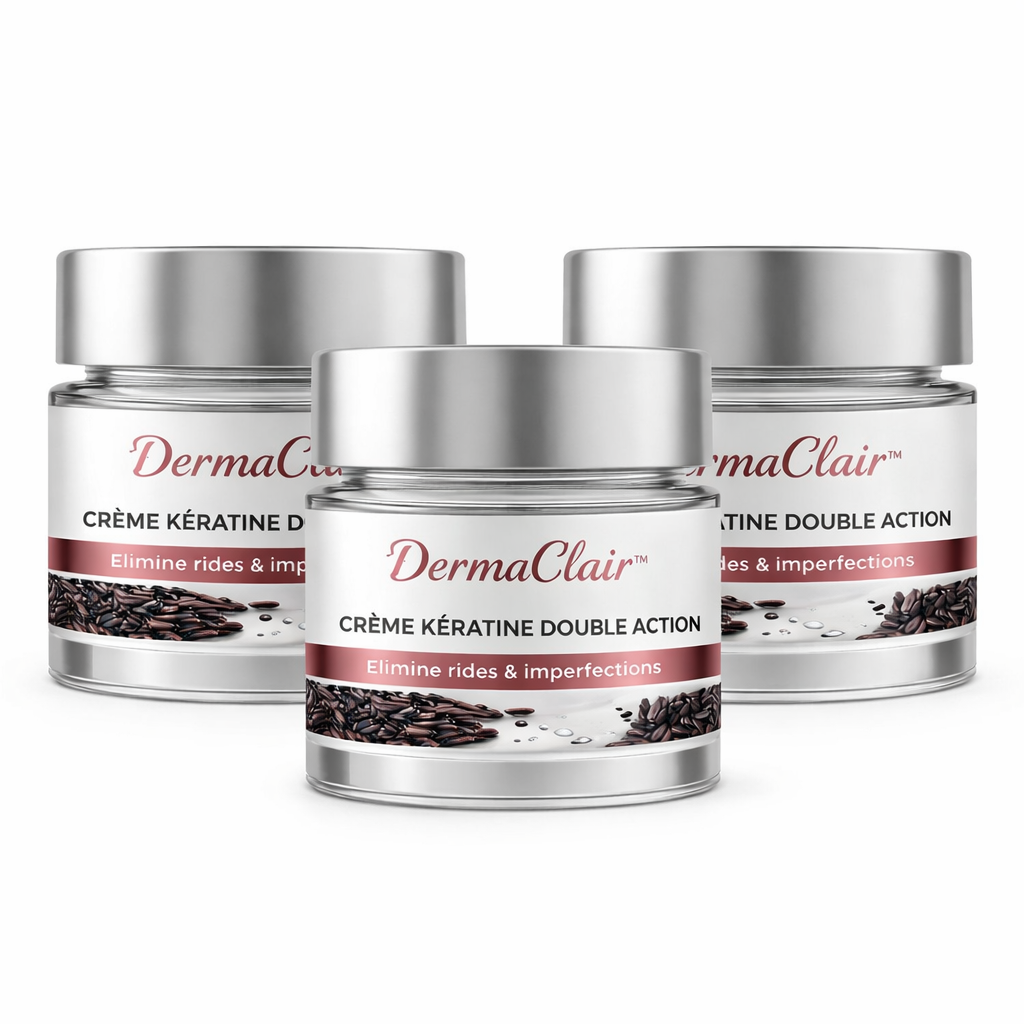 DermaClair™ Crème Kératine Double Action | Effacez rides, taches et peau abîmée en quelques minutes !