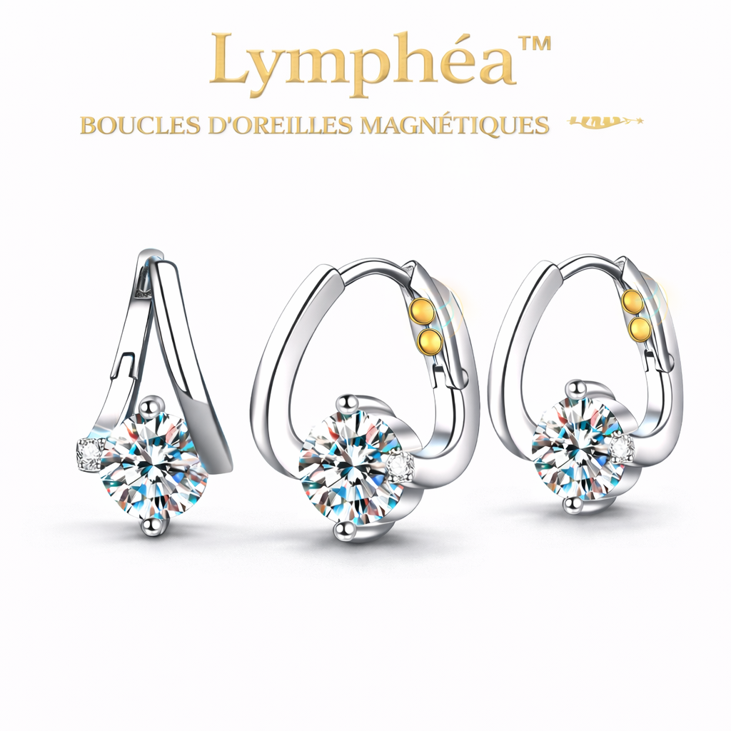 Lymphéa™ Boucles d’Oreilles Magnétiques Lymphatiques | Détoxifiez votre corps et éliminez les gonflements en 72 heures !