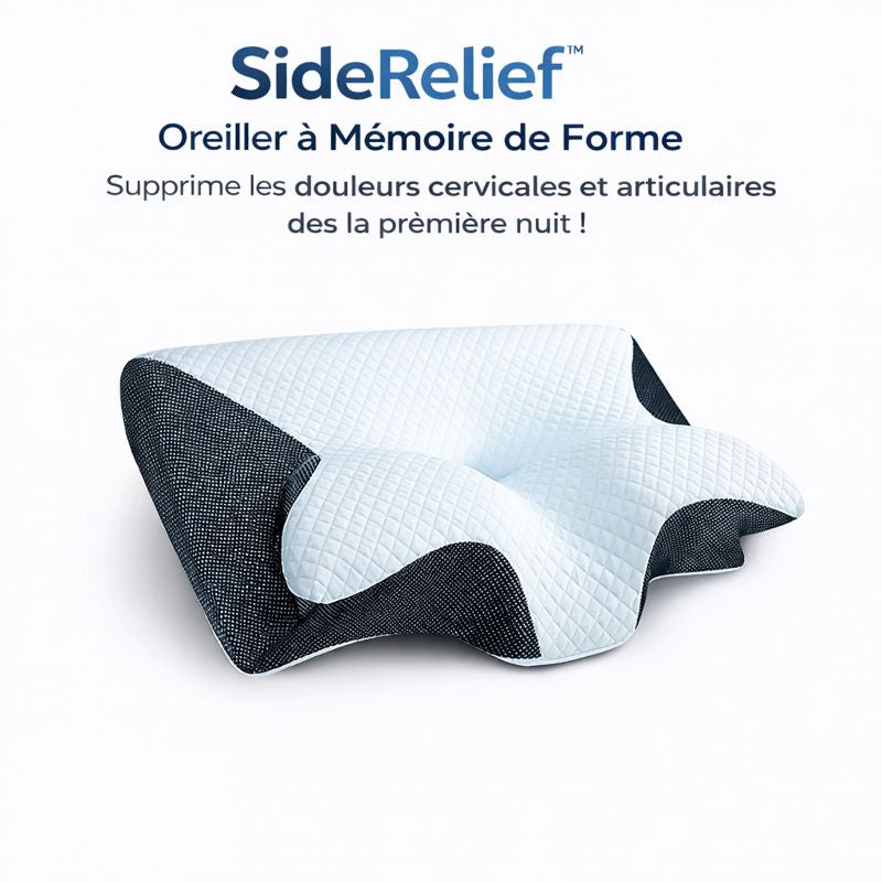 SideRelief™ Oreiller à Mémoire de Forme | Supprime les douleurs cervicales et articulaires dès la première nuit !