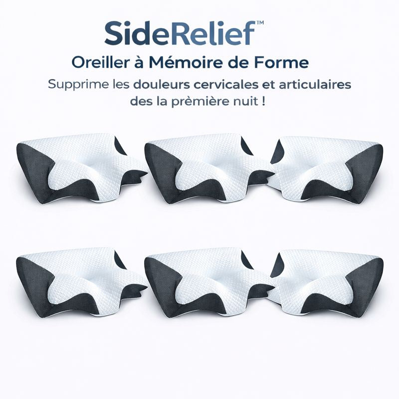 SideRelief™ Oreiller à Mémoire de Forme | Supprime les douleurs cervicales et articulaires dès la première nuit !