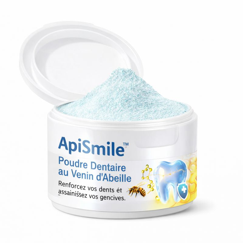 ApiSmile™ Poudre Dentaire au Venin d’Abeille | Renforcez vos dents et assainissez vos gencives en 3 minutes !