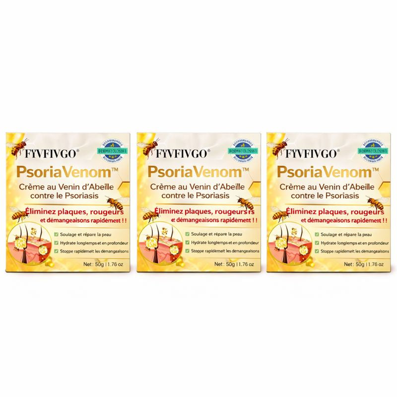 PsoriaVenom™ Crème au Venin d’Abeille contre le Psoriasis | Éliminez plaques, rougeurs et démangeaisons rapidement !