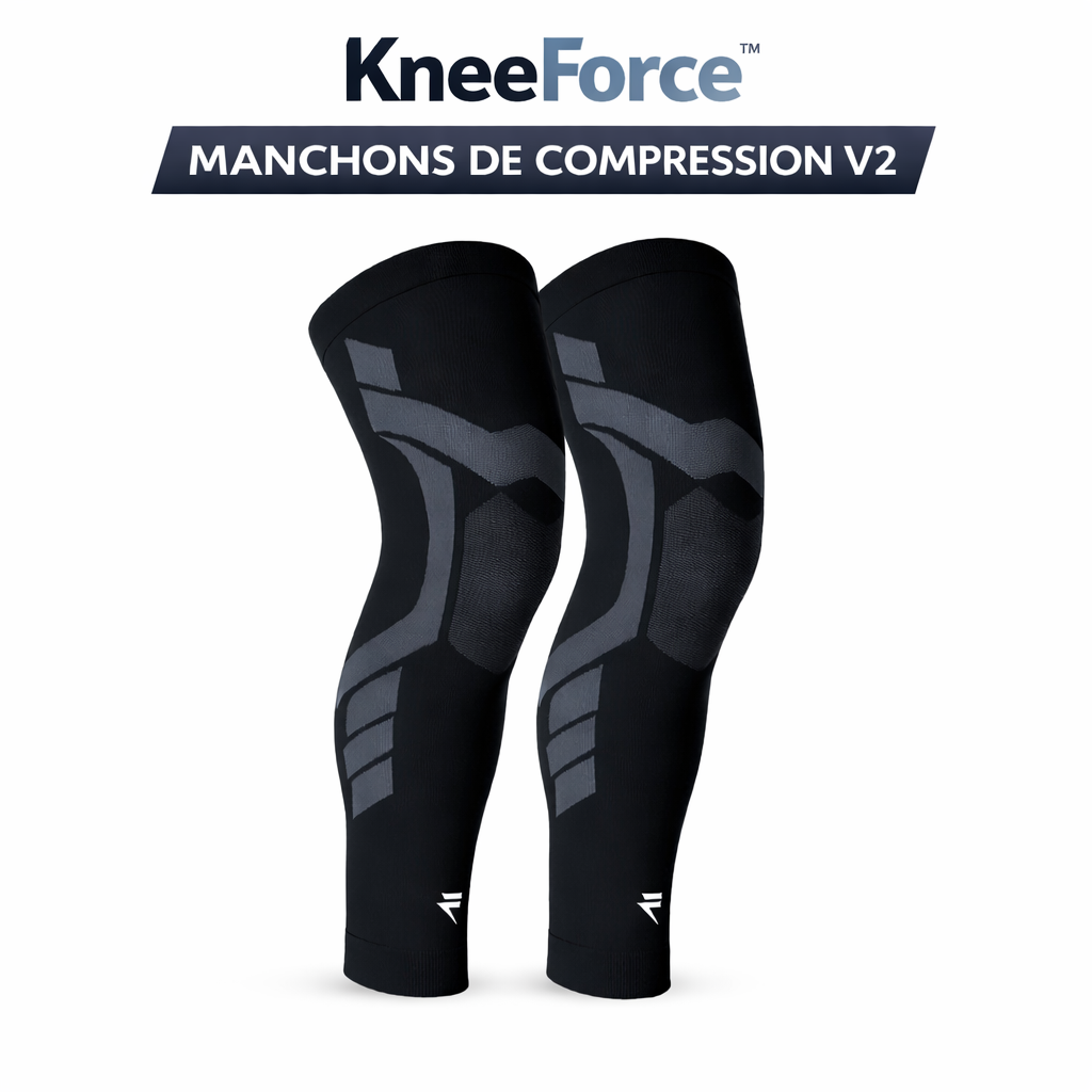 KneeForce™ Manchons de Compression V2 | Supprimez les douleurs aux genoux et aux jambes dès la première utilisation !