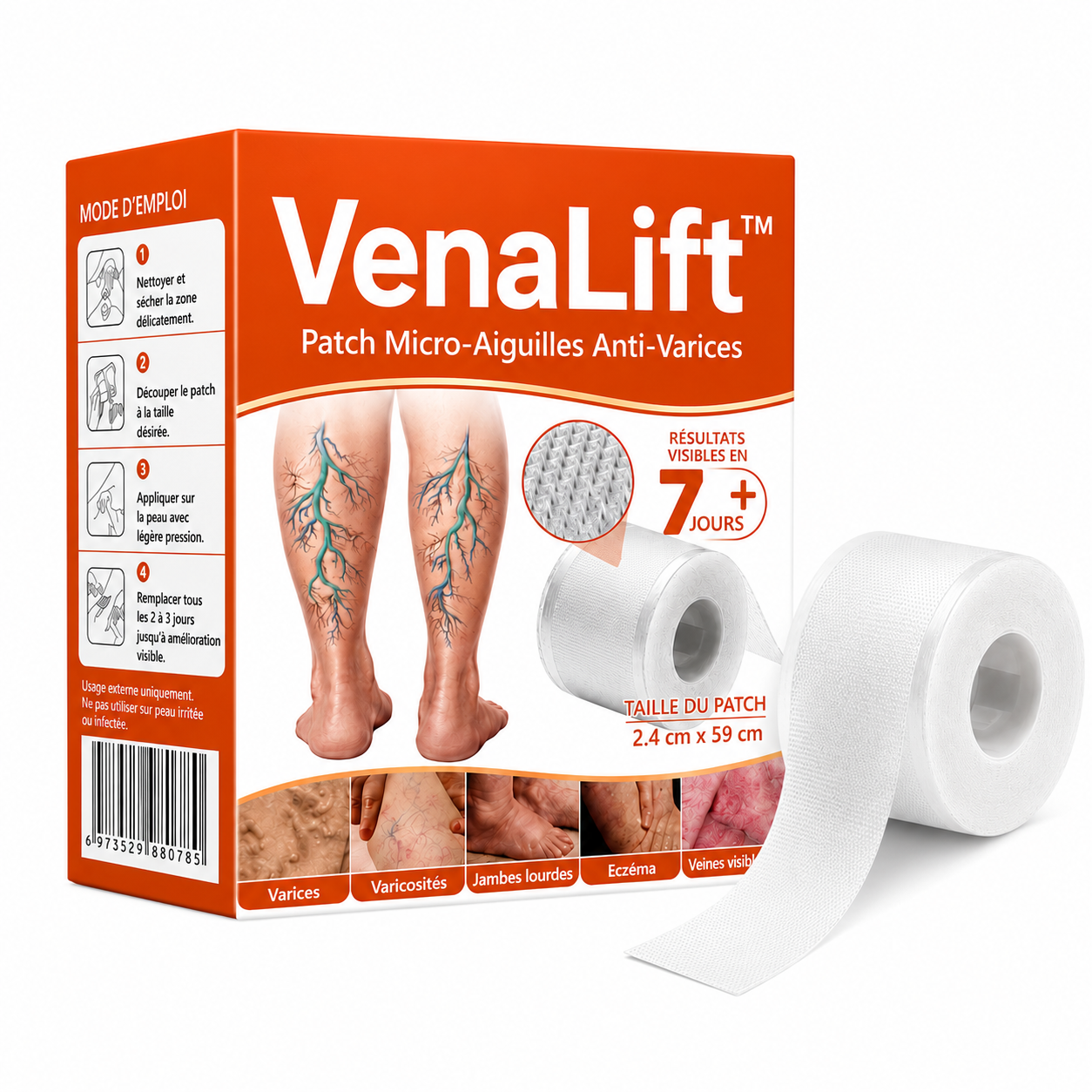 VenaLift™ Patch Micro-Aiguilles Anti-Varices | Atténuez veines apparentes, jambes lourdes et gonflements dès les premières applications !