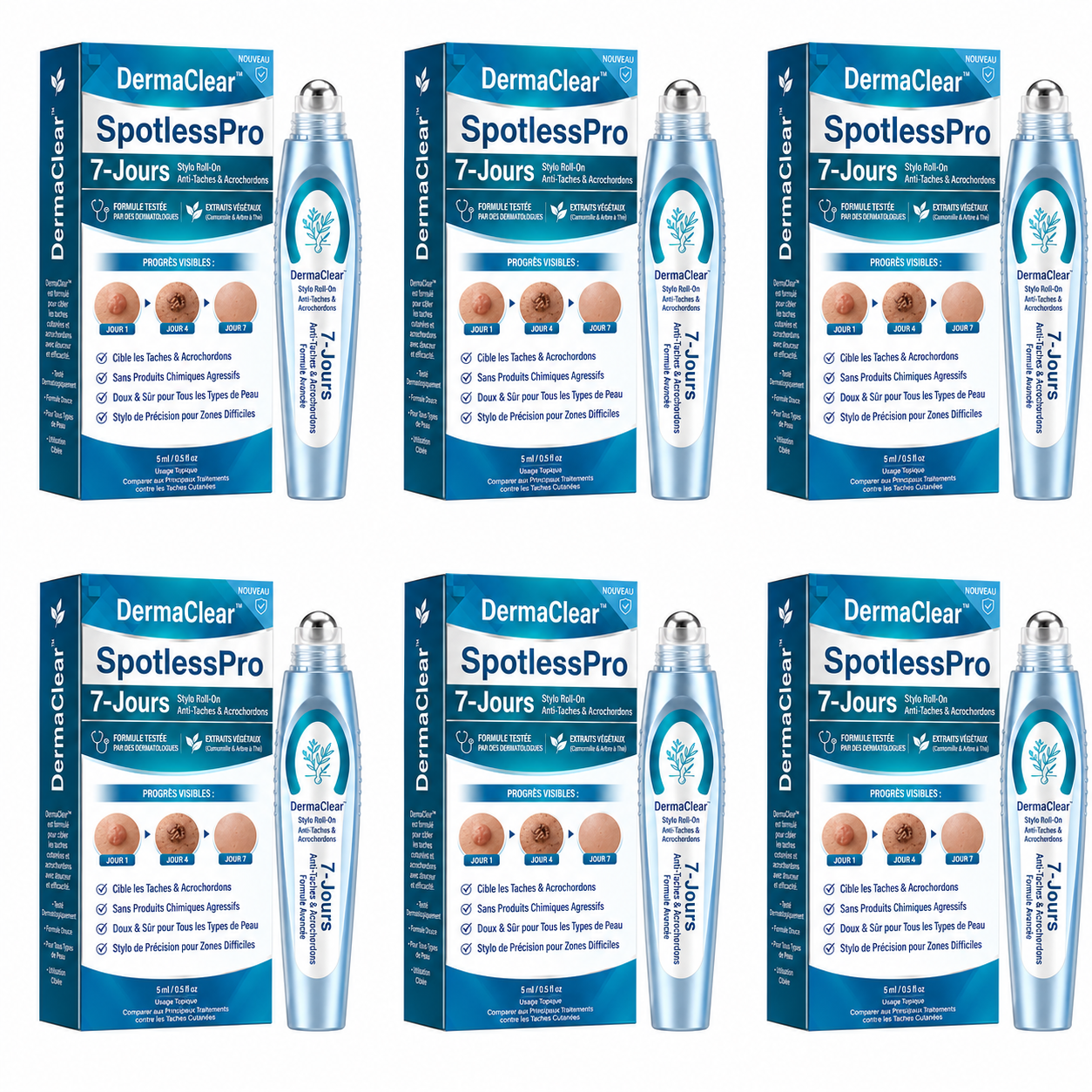 DermaClear™ Stylo Roll-On Anti-Taches & Acrochordons | Supprimez les imperfections visibles dès 7 jours, sans brûlure ni chirurgie !