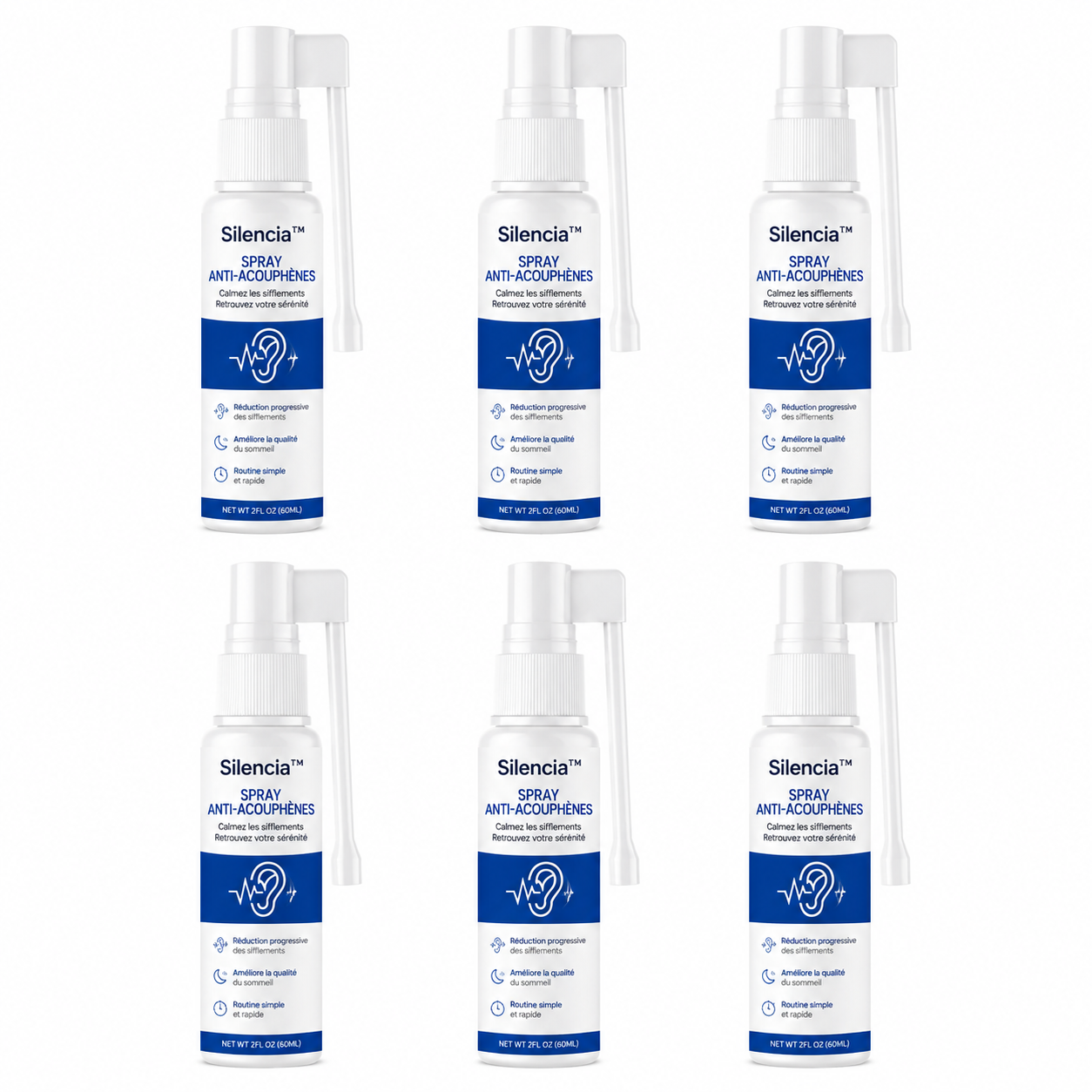 Silencia™ Spray Anti-Acouphènes | Calmez les sifflements et dormez enfin sans ce bruit qui vous épuise !