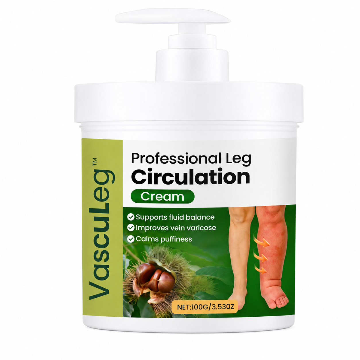 VascuLeg™ Crème Circulation & Jambes Lourdes | Retrouvez des jambes légères en 48h, sans bas de contention ni massage douloureux !
