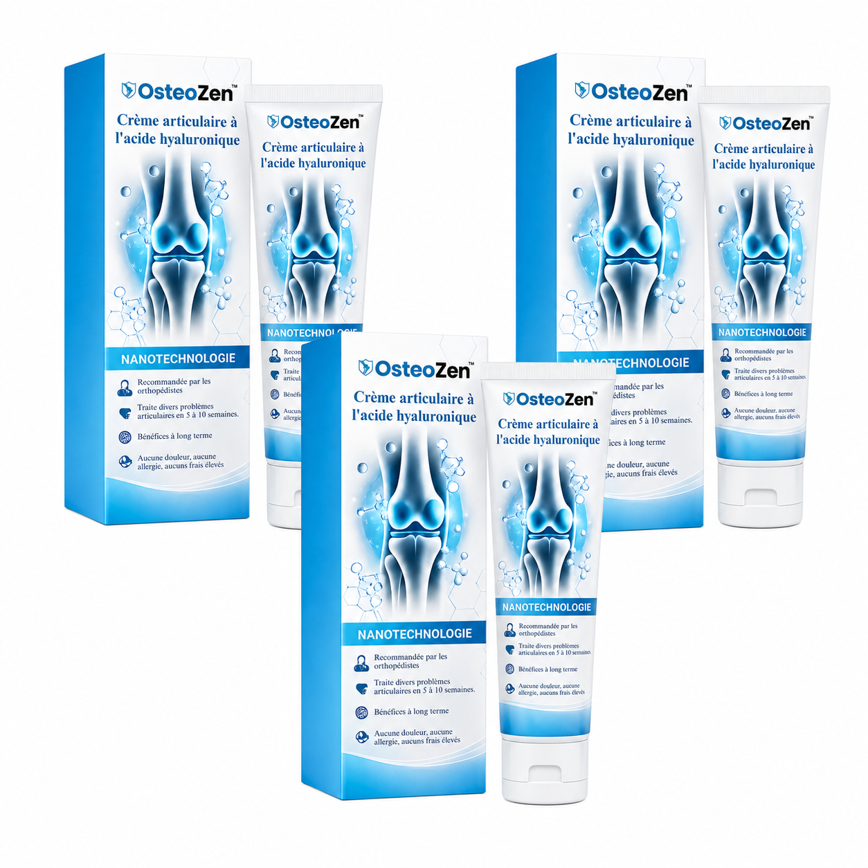 OsteoZen™ Crème articulaire à base d’acide hyaluronique | Soulage la douleur liée à l’arthrose en seulement 2 minutes !