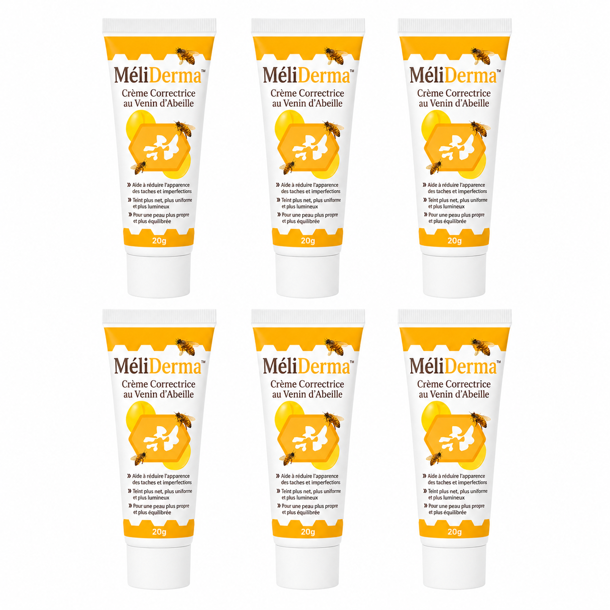 MéliDerma™ Crème Correctrice au Venin d’Abeille | Effacez l’apparence des taches, boutons et imperfections pour une peau nette et uniforme !