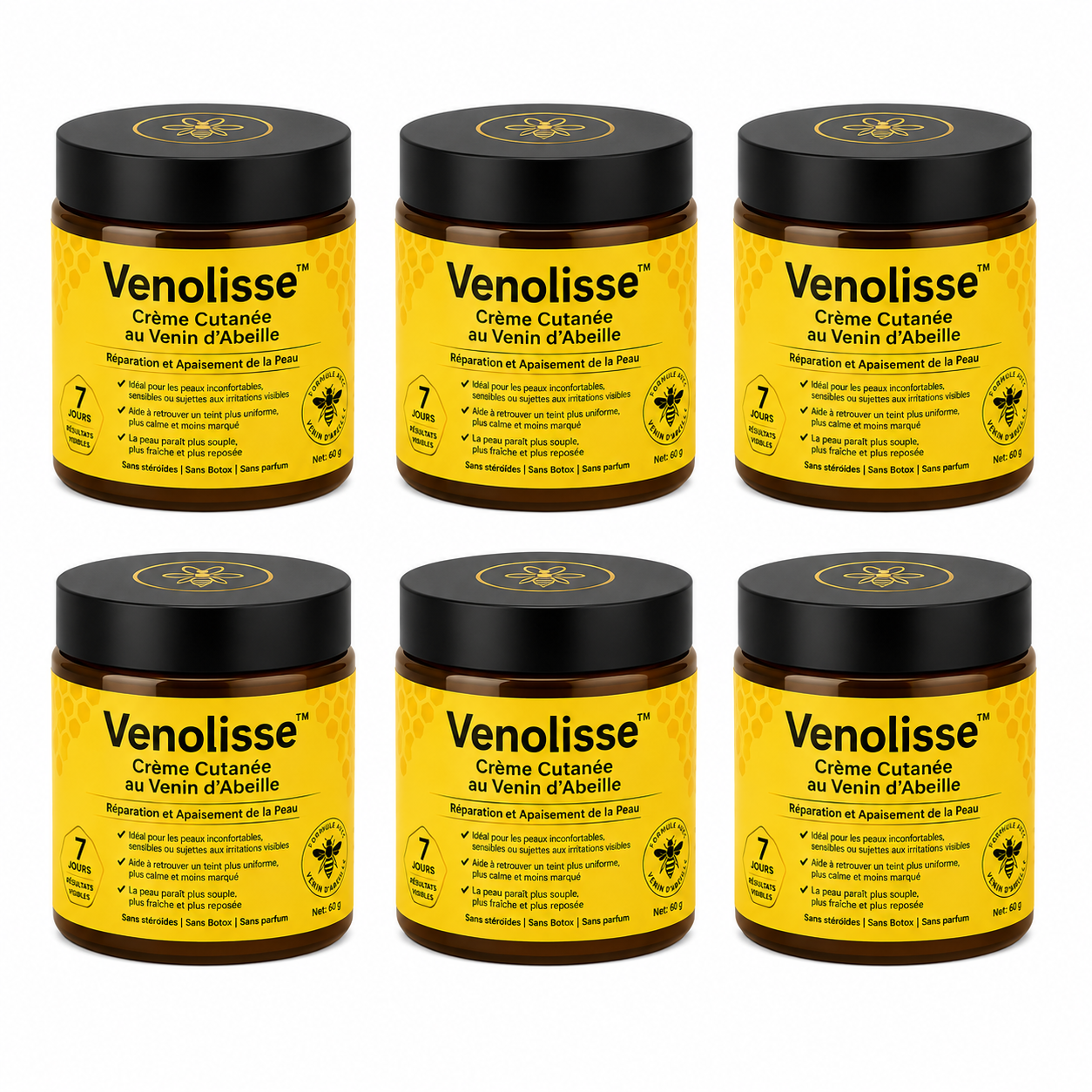 Venolisse™ Crème Cutanée au Venin d’Abeille | Éliminez démangeaisons, rougeurs et rides en 7 jours, sans stéroïdes ni Botox !