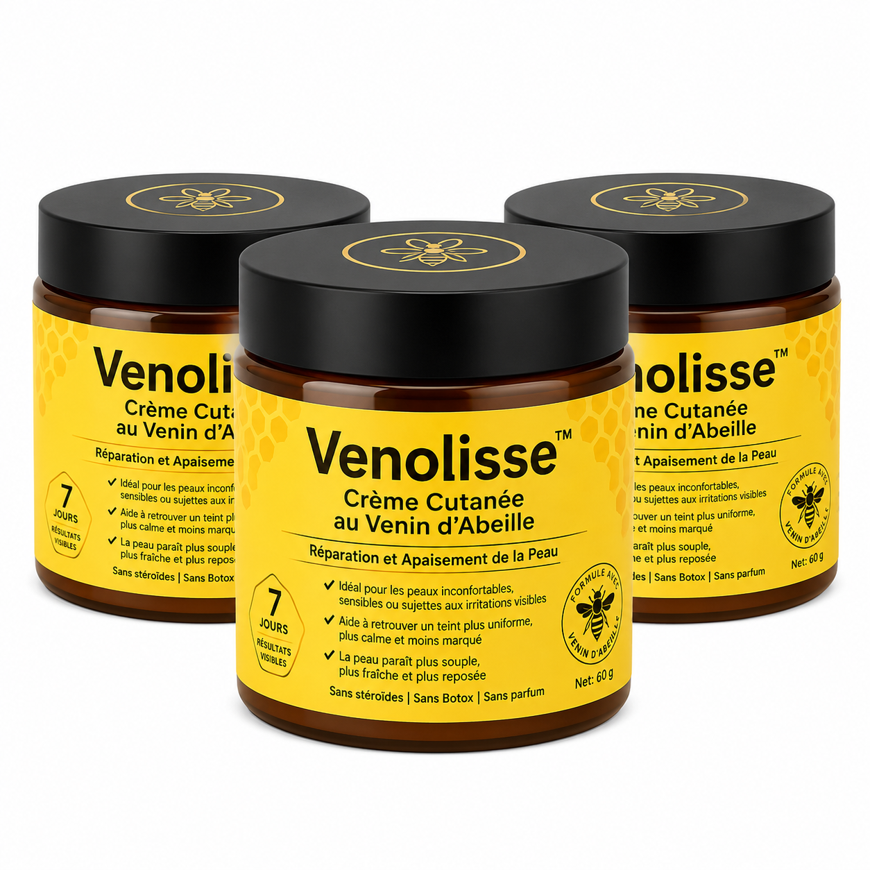 Venolisse™ Crème Cutanée au Venin d’Abeille | Éliminez démangeaisons, rougeurs et rides en 7 jours, sans stéroïdes ni Botox !