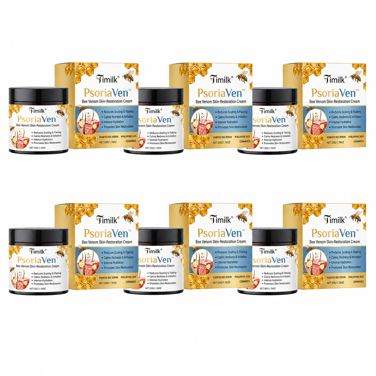 PsoriaVen™ Crème Réparatrice au Venin d’Abeille | Apaise les démangeaisons et calme les plaques dès la première application !