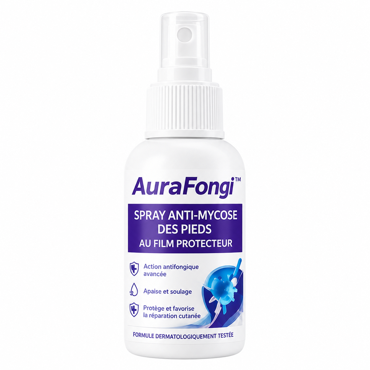AuraFongi™ Spray Pieds Anti-Mycose au Film Protecteur | Éliminez les champignons en 48h chrono !