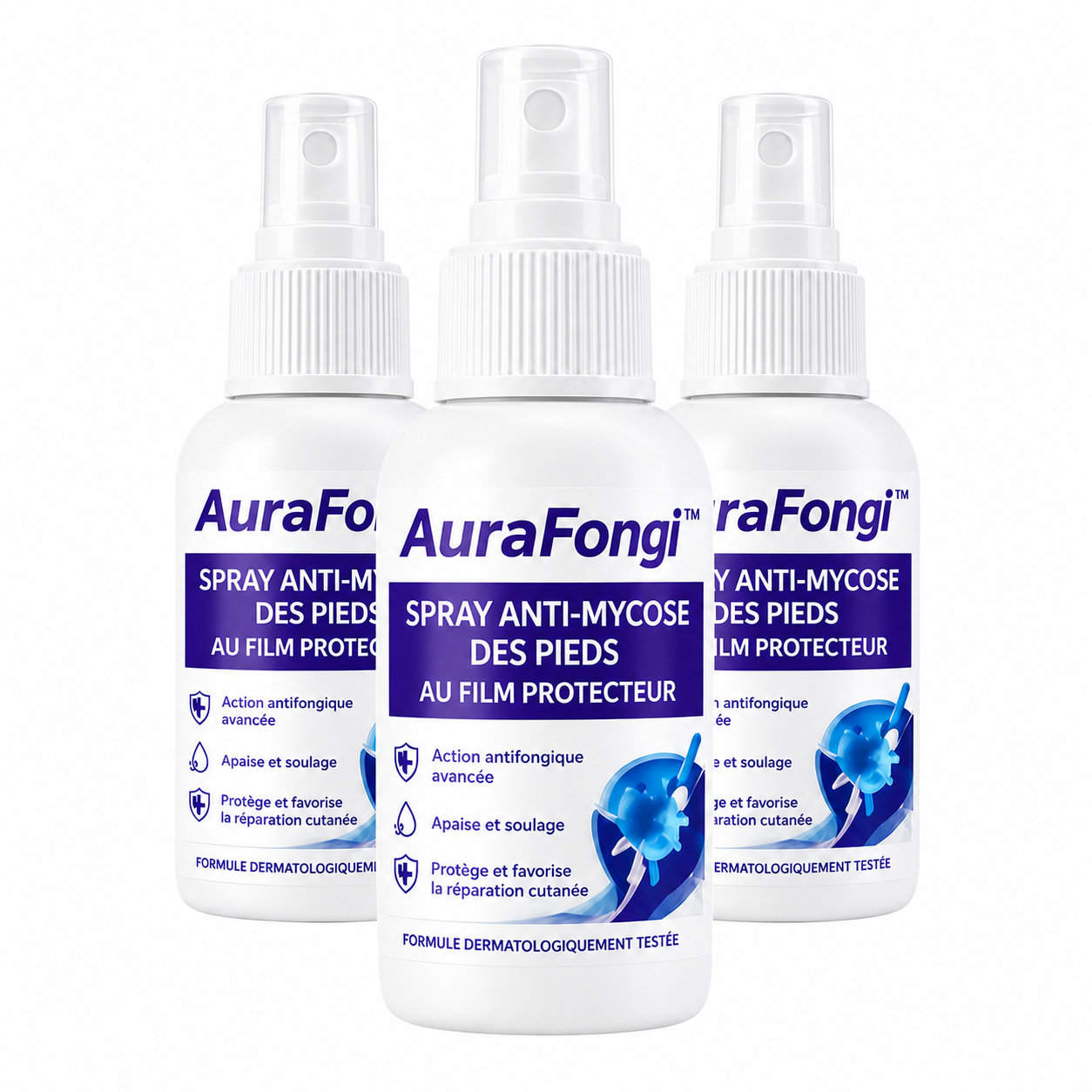 AuraFongi™ Spray Pieds Anti-Mycose au Film Protecteur | Éliminez les champignons en 48h chrono !