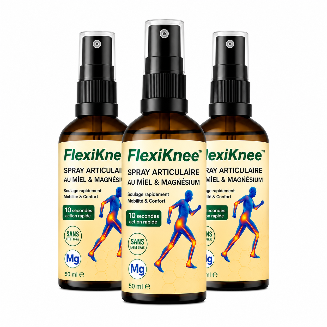 FlexiKnee™ Spray Articulaire au Miel & Magnésium | Supprime vos douleurs articulaires en 10 minutes chrono !