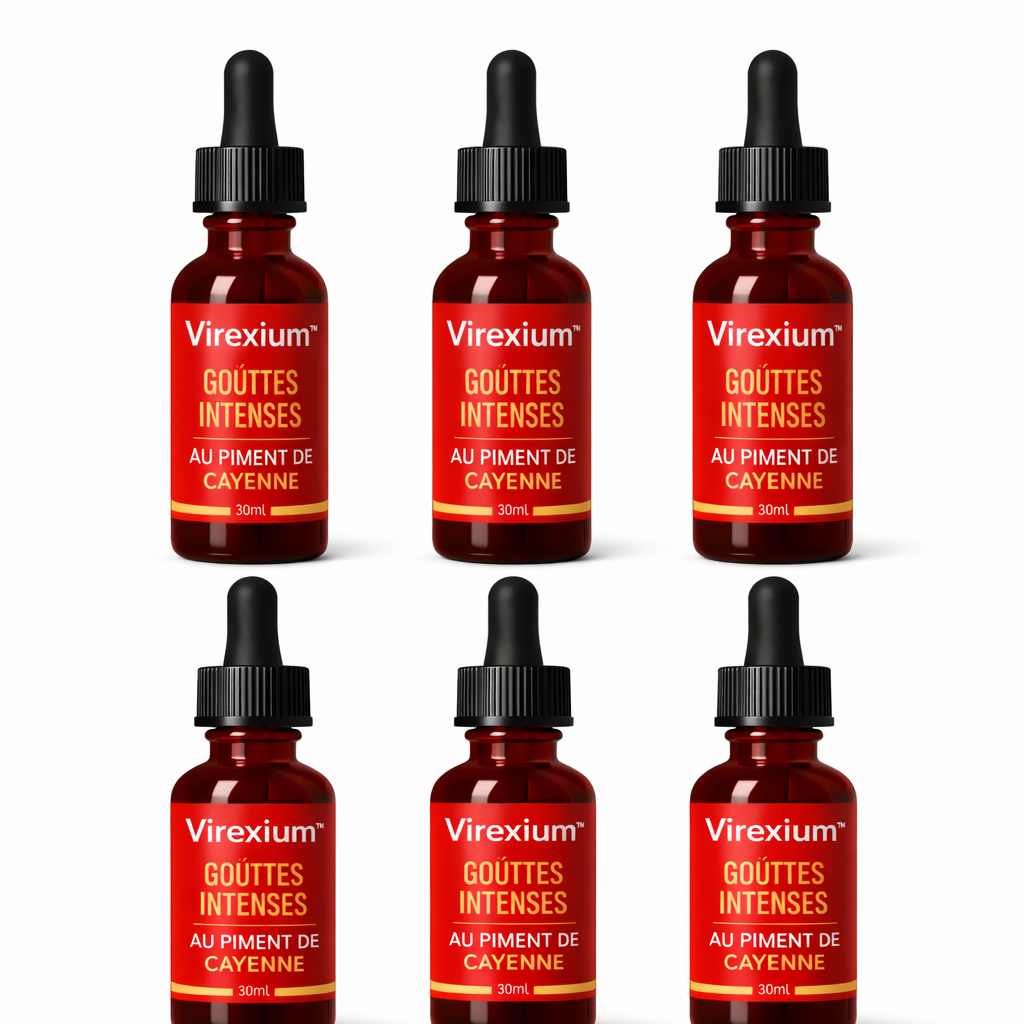 Virexium™ Gouttes Intenses au Piment de Cayenne | Déclenchez une érection puissante en 3 minutes chrono !