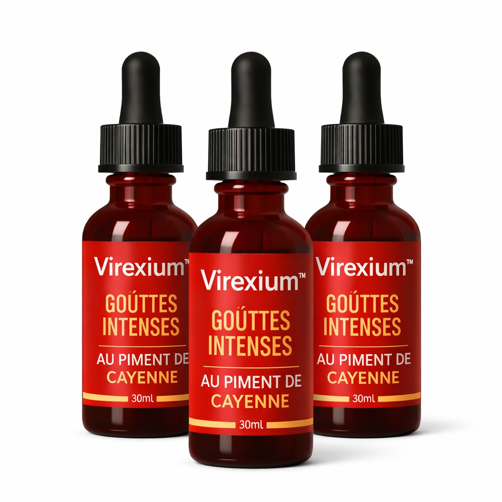 Virexium™ Gouttes Intenses au Piment de Cayenne | Déclenchez une érection puissante en 3 minutes chrono !