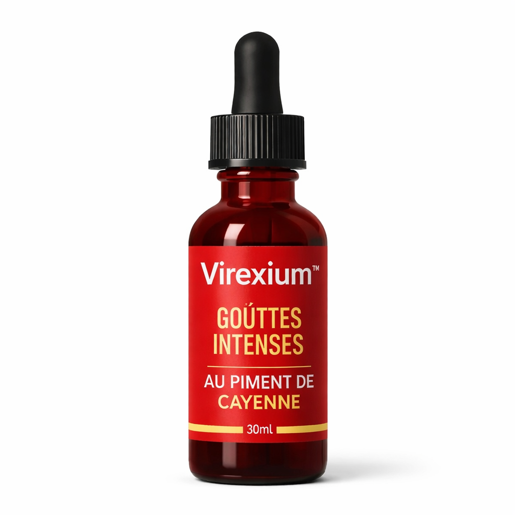 Virexium™ Gouttes Intenses au Piment de Cayenne | Déclenchez une érection puissante en 3 minutes chrono !