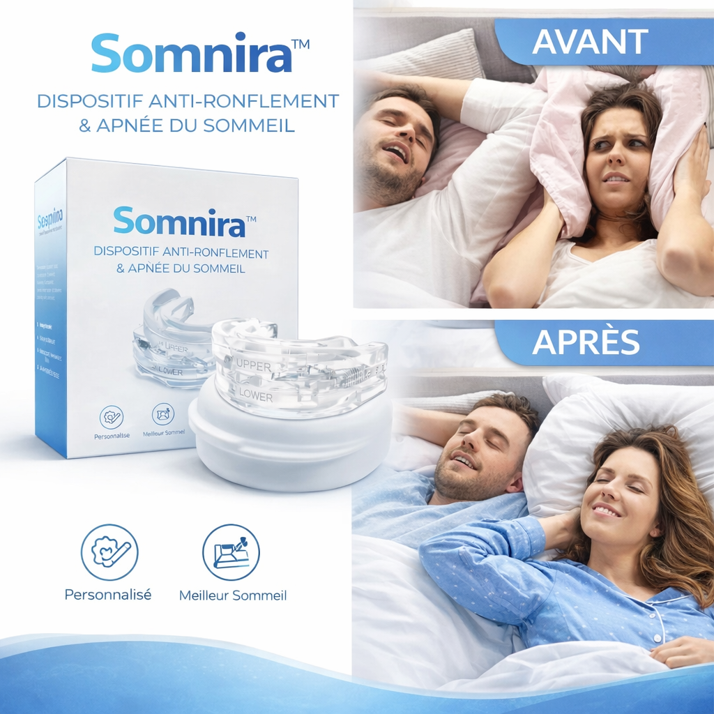 Somnira™ Dispositif Anti-Ronflement & Apnée du Sommeil | Respirez librement et dormez profondément dès la première nuit !