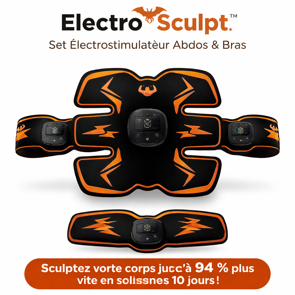 ElectroSculpt™ Set Électrostimulateur Abdos & Bras | Sculptez votre corps jusqu’à 94 % plus vite en seulement 10 jours !