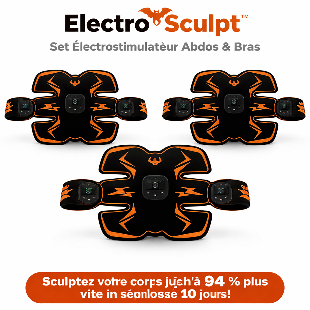 ElectroSculpt™ Set Électrostimulateur Abdos & Bras | Sculptez votre corps jusqu’à 94 % plus vite en seulement 10 jours !