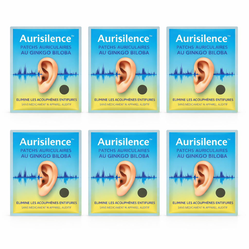 Aurisilence™ Patchs Auriculaires au Ginkgo Biloba | Éliminez vos acouphènes en 7 heures et retrouvez enfin le silence !