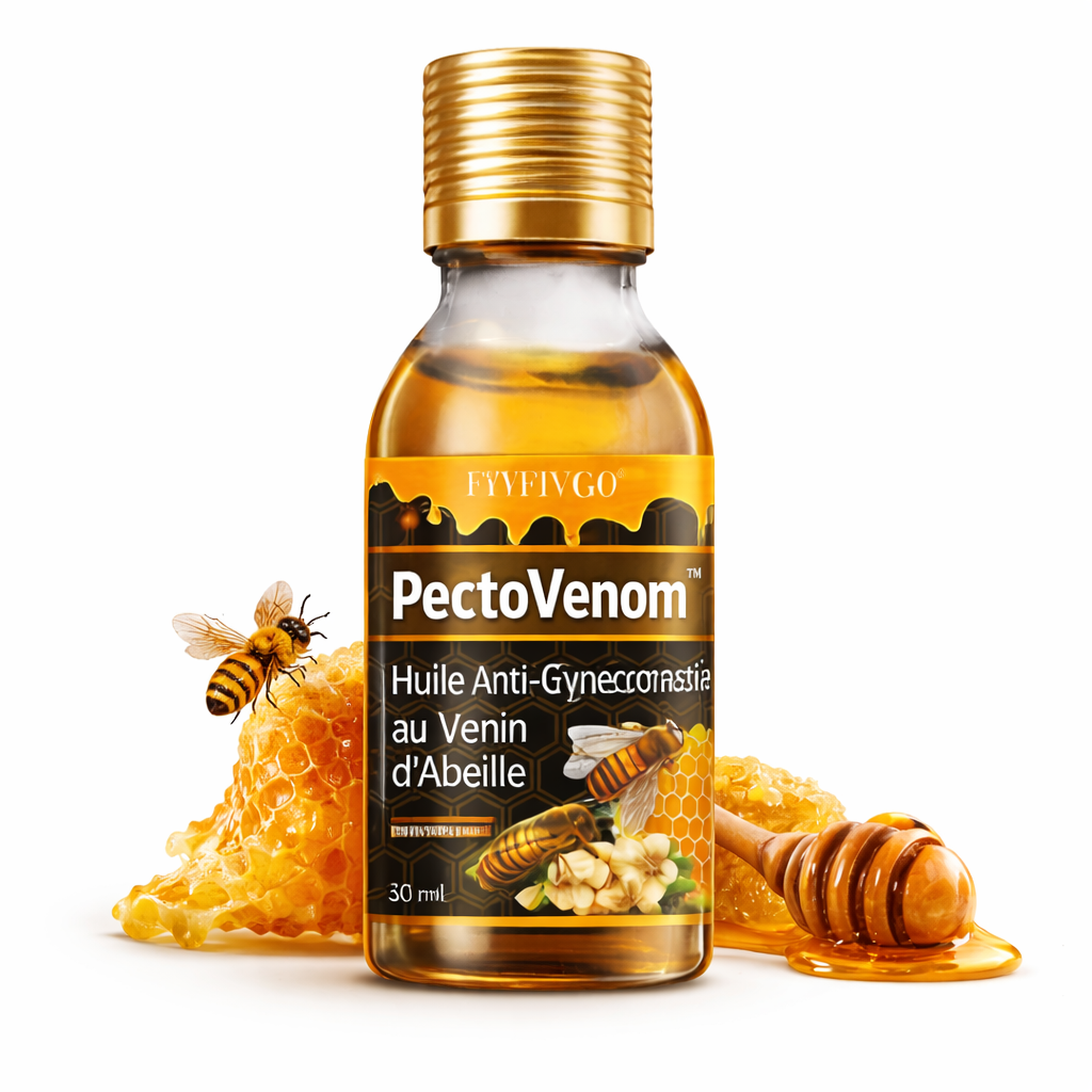PectoVenom™ Huile Anti-Gynécomastie au Venin d’Abeille | Éliminez la graisse des pectoraux en 2 minutes !