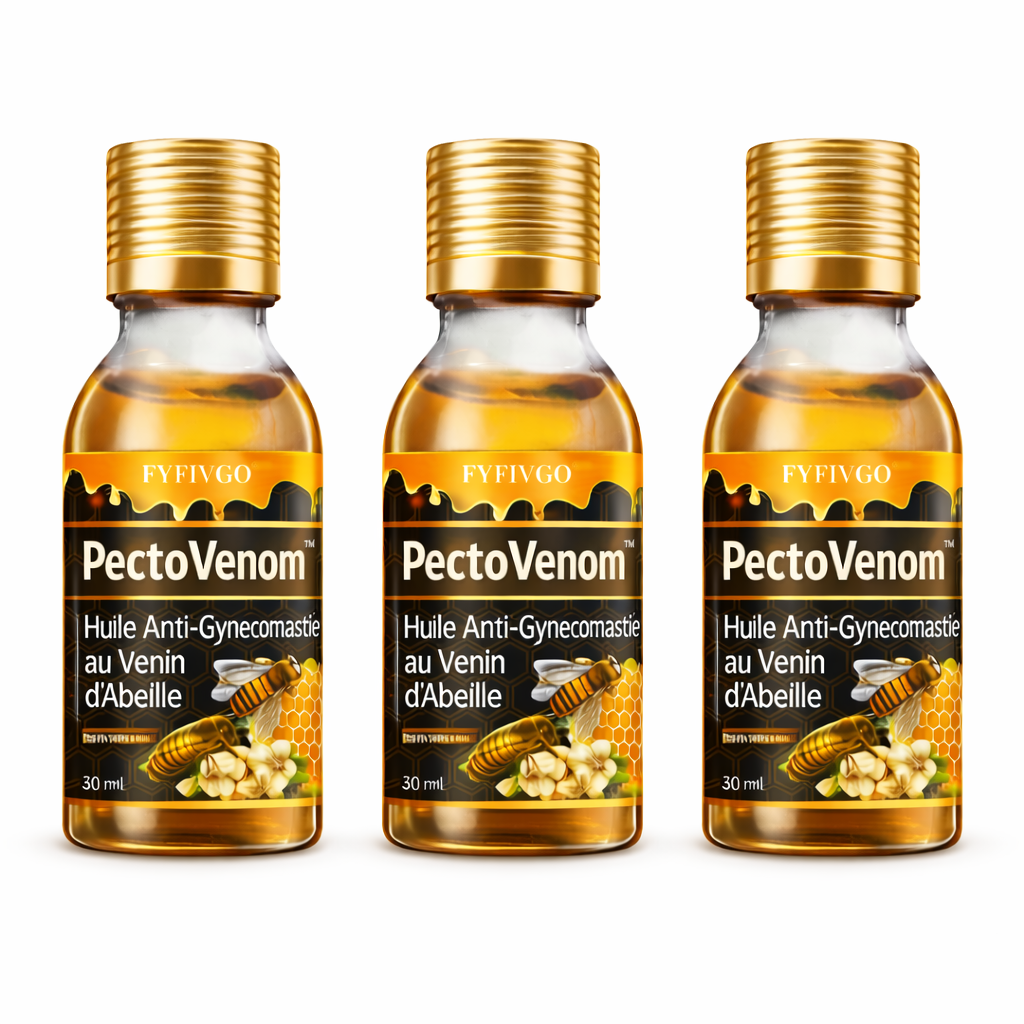 PectoVenom™ Huile Anti-Gynécomastie au Venin d’Abeille | Éliminez la graisse des pectoraux en 2 minutes !