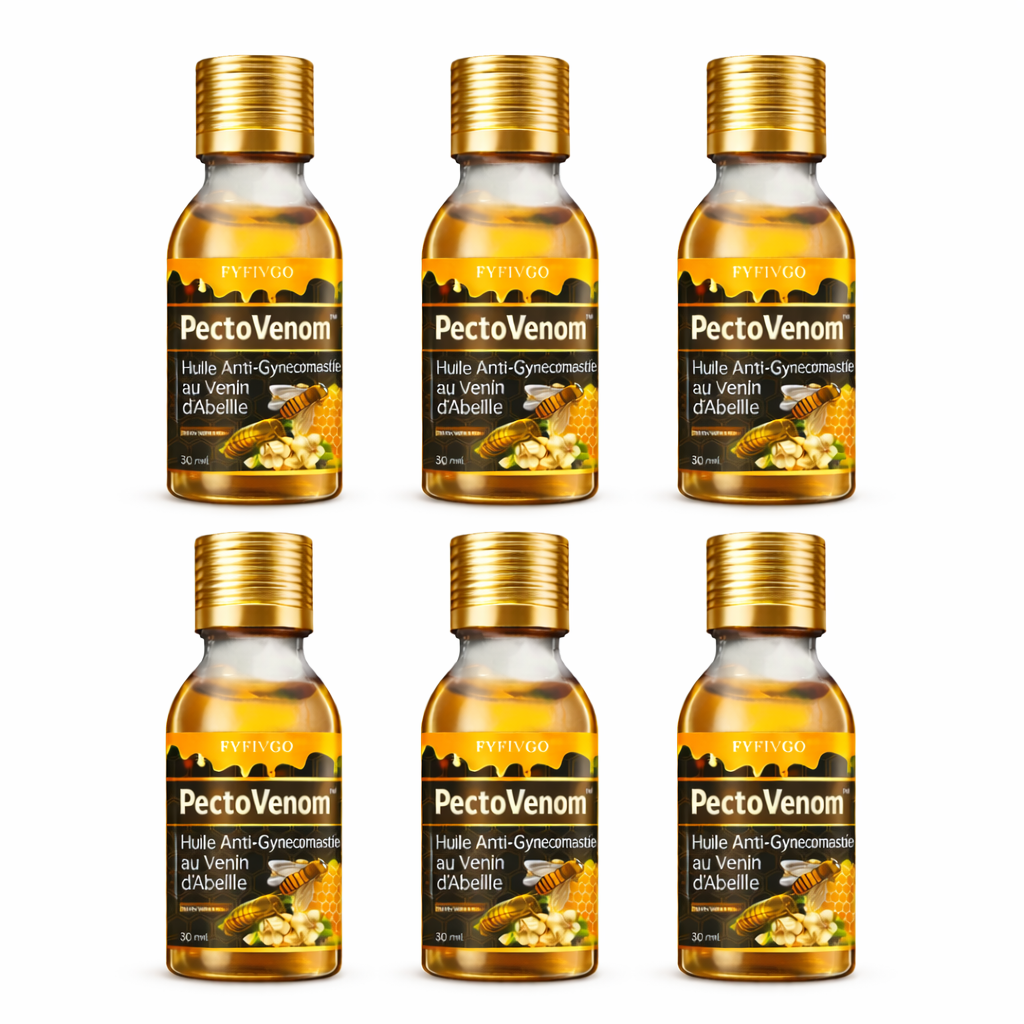 PectoVenom™ Huile Anti-Gynécomastie au Venin d’Abeille | Éliminez la graisse des pectoraux en 2 minutes !