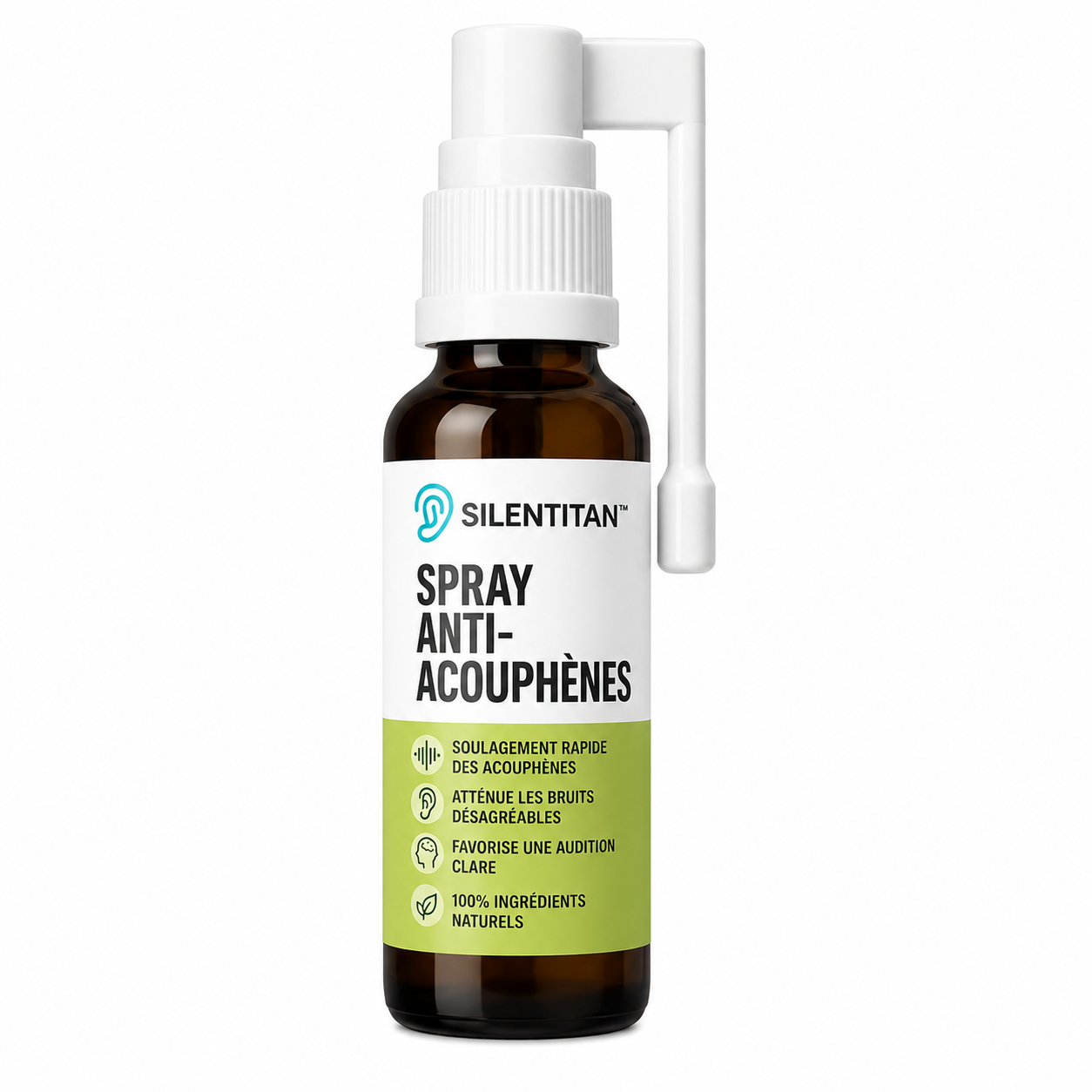SilenTitan™ Spray Anti-Acouphènes | Éliminez les sifflements persistants et retrouvez le silence en seulement 7 jours !