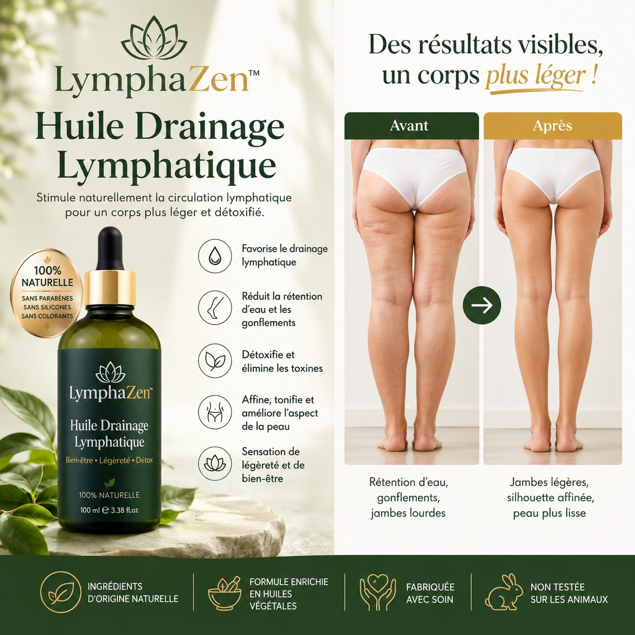 LymphaZen™ Huile Drainage Lymphatique | Éliminez les gonflements et retrouvez un corps léger !