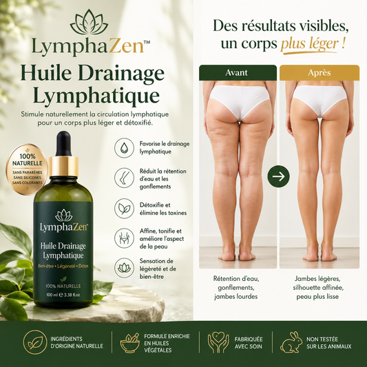 LymphaZen™ Huile Drainage Lymphatique | Éliminez les gonflements et retrouvez un corps léger !