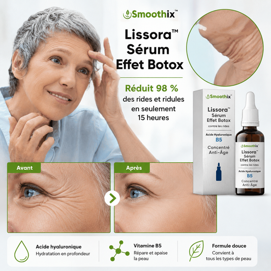 Lissora™ Sérum Effet Botox | Réduit 98 % des rides et ridules en seulement 15 heures !