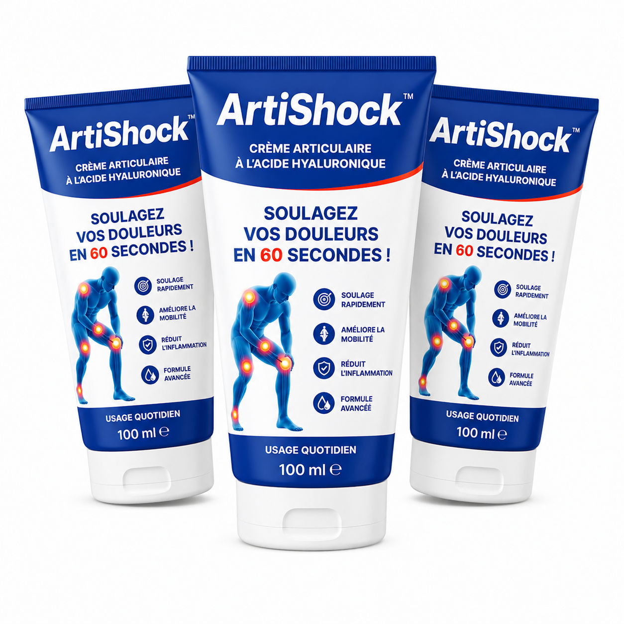 ArtiShock™ Crème Articulaire à l’Acide Hyaluronique | Soulagez vos douleurs en 60 secondes !