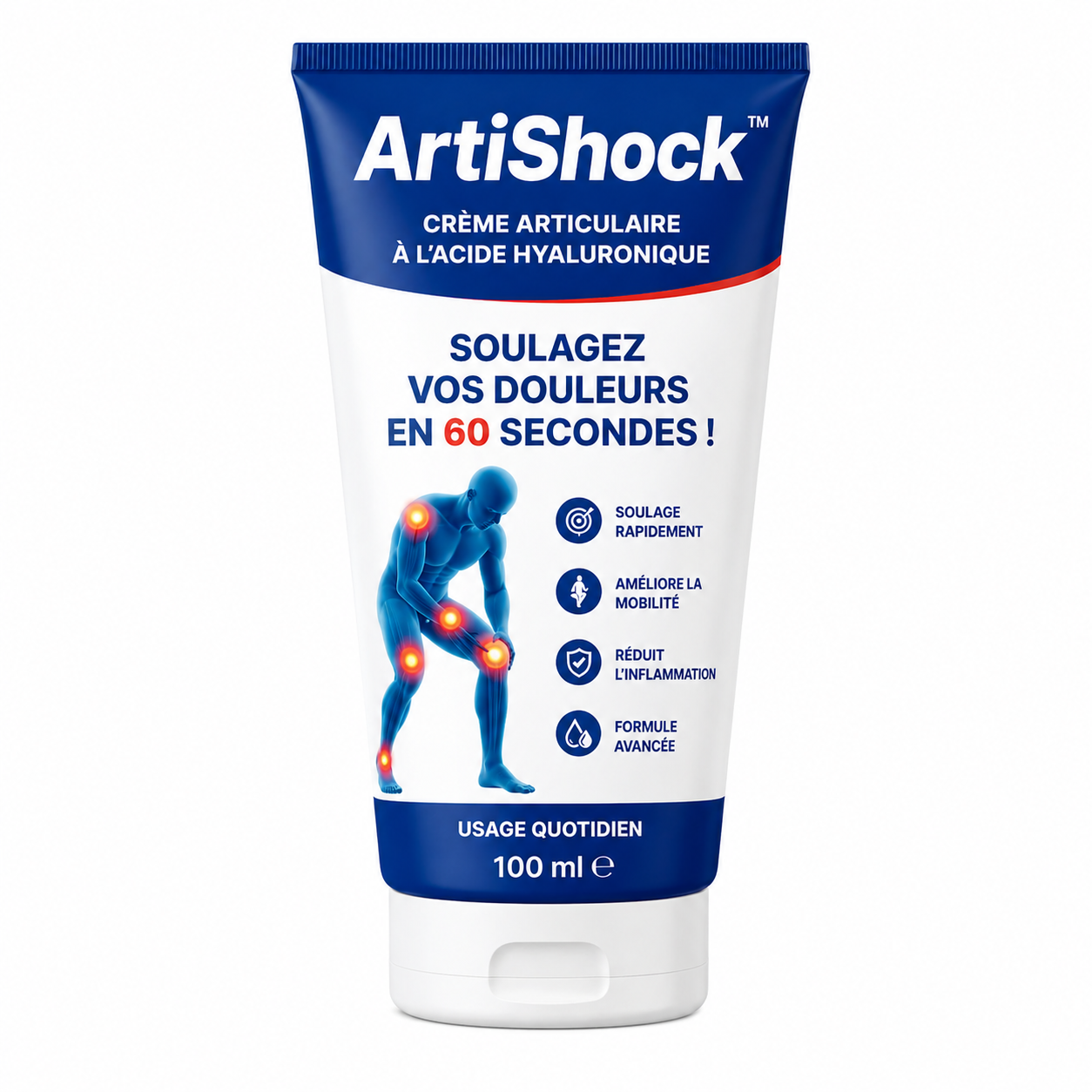 ArtiShock™ Crème Articulaire à l’Acide Hyaluronique | Soulagez vos douleurs en 60 secondes !
