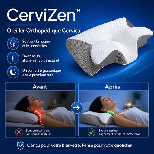 CerviZen™ Oreiller Orthopédique Cervical | Soulagez votre nuque dès la première nuit !