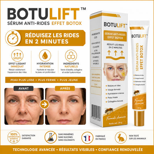 Botulift™ Sérum Anti-Rides Effet Botox | Lissez vos rides, retendez votre peau et paraissez plus jeune en 2 minutes, sans injection !