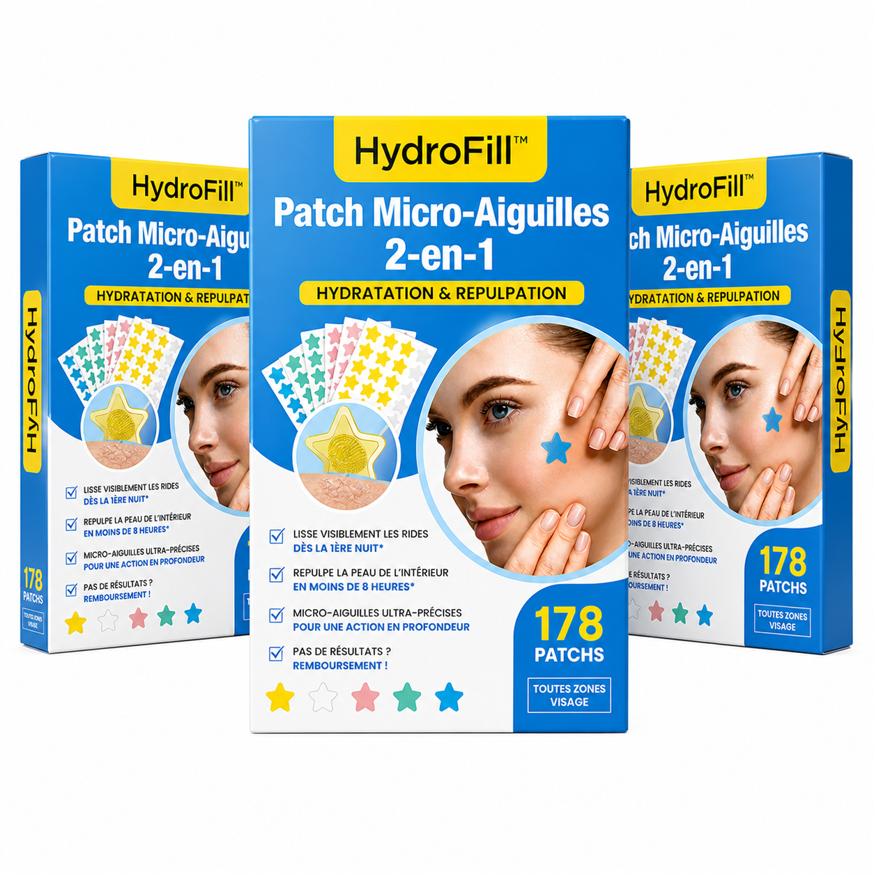 HydroFill™ Patch Micro-Aiguilles 2-en-1 | Effacez vos rides et repulpez votre peau en une seule nuit !