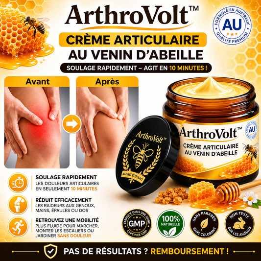 ArthroVolt™ Crème Articulaire au Venin d’Abeille | Soulage les douleurs et libère vos articulations en 10 minutes !