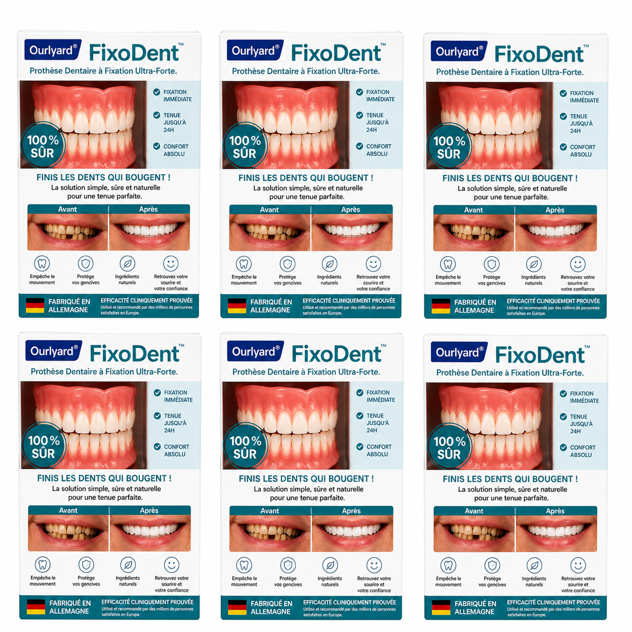 FixoDent™ Prothèse Dentaire à Fixation Ultra-Forte | Tient en place toute la journée sans colle!