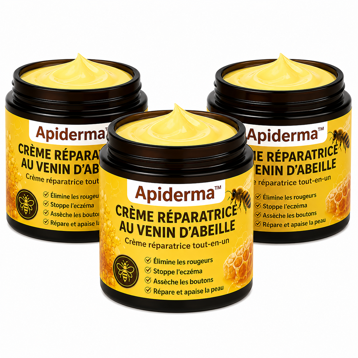 Apiderma™ Crème Réparatrice au Venin d’Abeille | Élimine eczéma, boutons et rougeurs dès la première application!