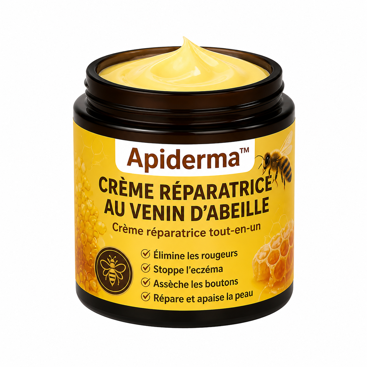 Apiderma™ Crème Réparatrice au Venin d’Abeille | Élimine eczéma, boutons et rougeurs dès la première application!